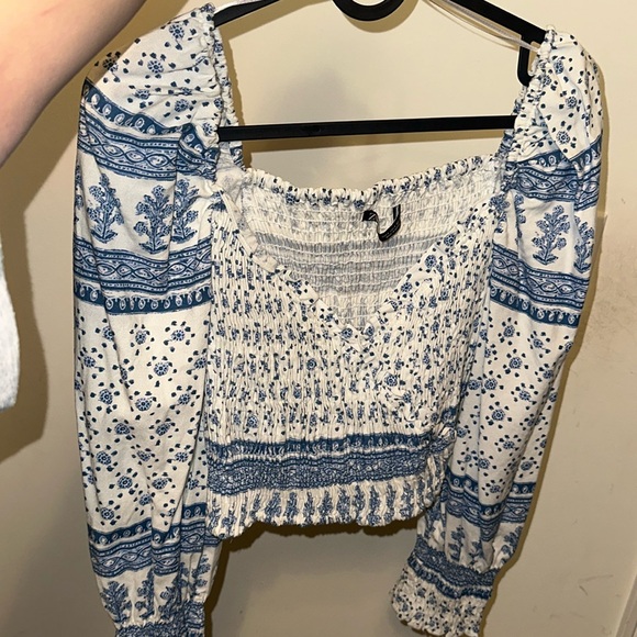 Zara Blue and white printed croptop,Size small - Picture 1 of 4